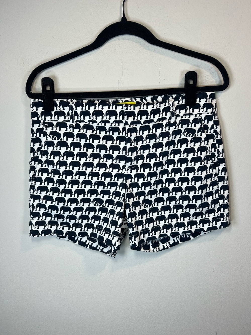 Banana Republic Milly Collection Elephant Print Chino Short Navy Blue White Sz 4